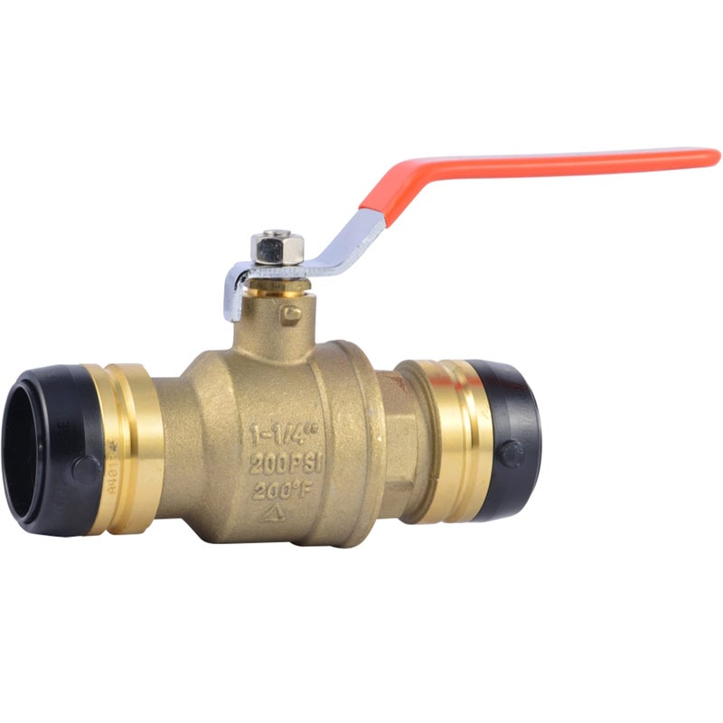 SharkBite 1-1/4 x 1-1/4 Inch Ball Valve, Push To Connect Brass Water Shut-Off Plumbing Fitting, UXLBV35 - Image 1